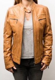 Blouson cuir Rose Garden Silene Cognac