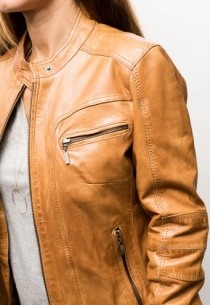 Blouson cuir Rose Garden Silene Cognac