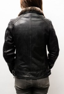 Blouson cuir Rose Garden Cerise Noir
