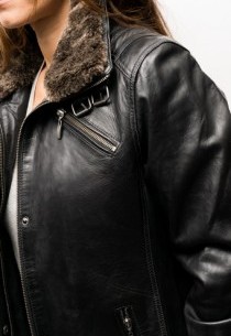 Blouson cuir Rose Garden Cerise Noir