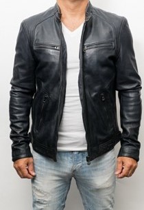 veste cuir daytona navy