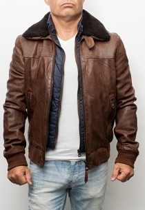 Blouson cuir style pilote Redskins Jorge Liverpool Cognac