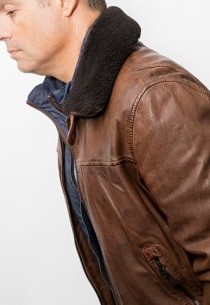 Blouson cuir style pilote Redskins Jorge Liverpool Cognac