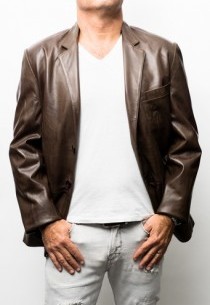 Blazer cuir agneau wax Giovanni Marron