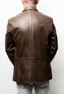 Blazer cuir agneau wax Giovanni Marron
