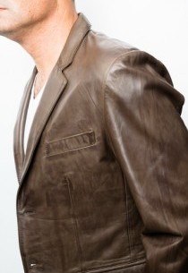 Blazer cuir agneau wax Giovanni Marron