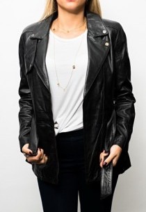 veste longue en cuir femme