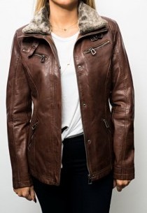 blouson cuir femme marron