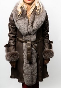 Manteau Fourrure Lapin Renard Giovanni Bruna Marron