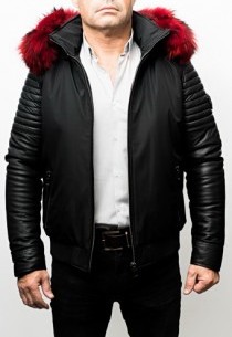 Blouson Ventuino Rude Noir Col Rouge