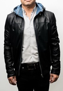 Blouson Cuir Capuche Milestone Leros Marine