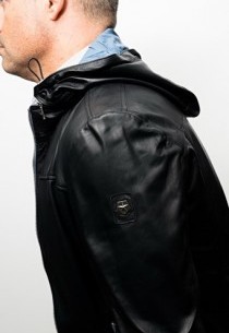 Blouson Cuir Capuche Milestone Leros Marine