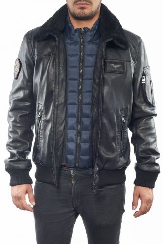 BLOUSON AVIATEUR COLLECTOR REDSKINS RAFAL NOIR EN GRANDE TAILLE