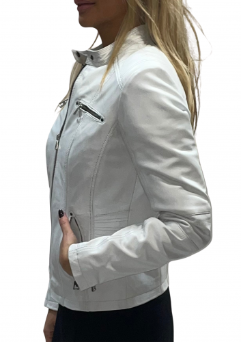 VESTE EN CUIR LPB BLANC SANDY