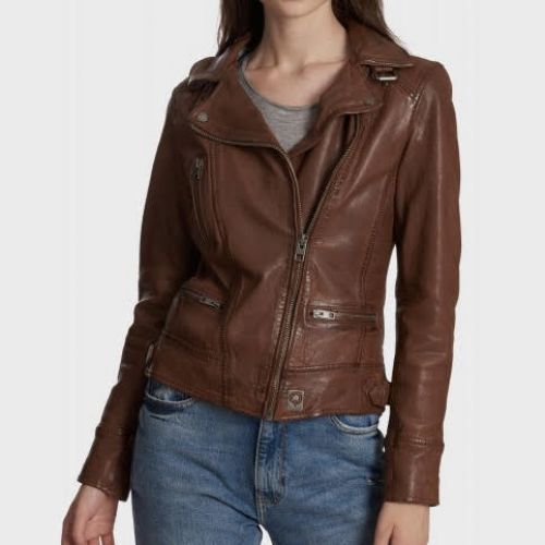 Blouson cuir Oakwood femme Video TAN 