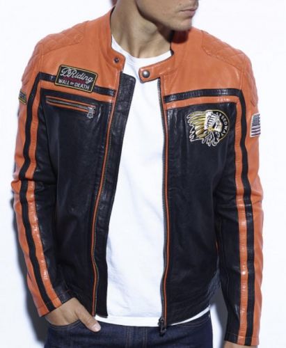 BLOUSON  CUIR VITA DAYTONA ORANGE PERKINS