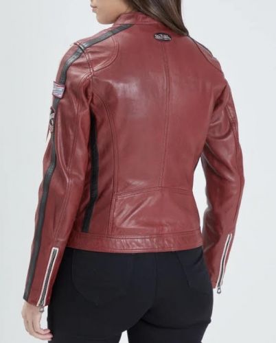 OLA VON BLOUSON CUIR FEMME ROUGE ROSE GARDEN