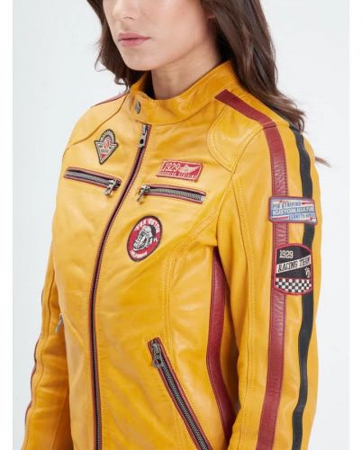 OLA VAN BLOUSON ROSE GARDEN EN CUIR PATCH