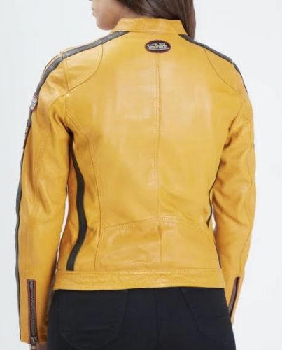 OLA VAN BLOUSON ROSE GARDEN EN CUIR PATCH