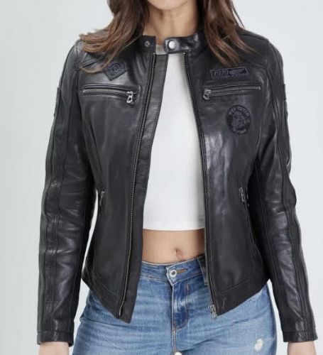 OLA VON BLOUSON CUIR FEMME NOIR 