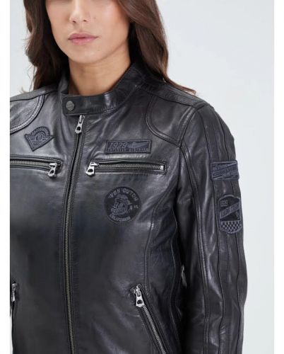 OLA VON BLOUSON CUIR FEMME NOIR 
