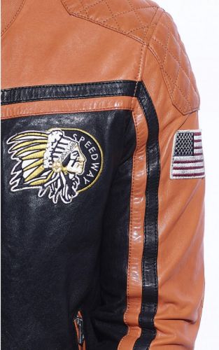 BLOUSON  CUIR VITA DAYTONA ORANGE PERKINS